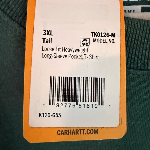 Carhartt 3x Tall Men’s Long Sleeve Shirt NWT - Picture 3 of 4